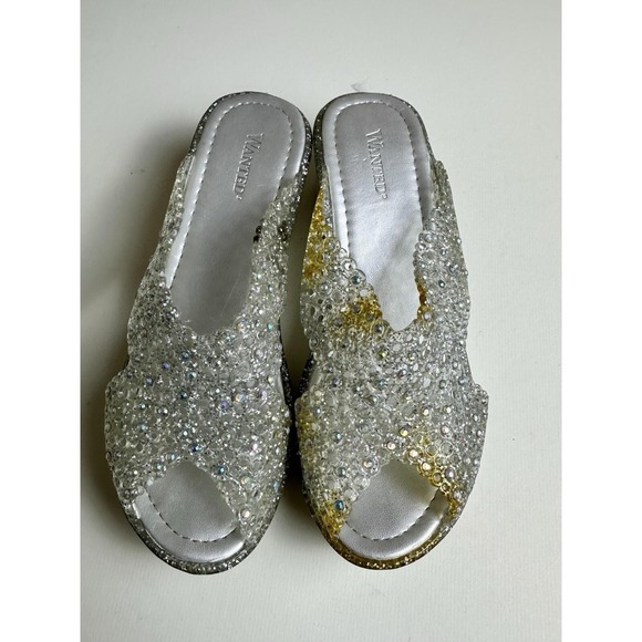 Vintage Women's Silver Glitter Jelly Plastic Clog Sandals Heels Wanted Sz 41 KC - Picture 3 of 6